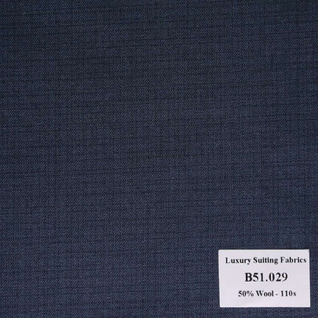 B51.029 Kevinlli V2 - Vải Suit 50% Wool - Xanh Dương Trơn